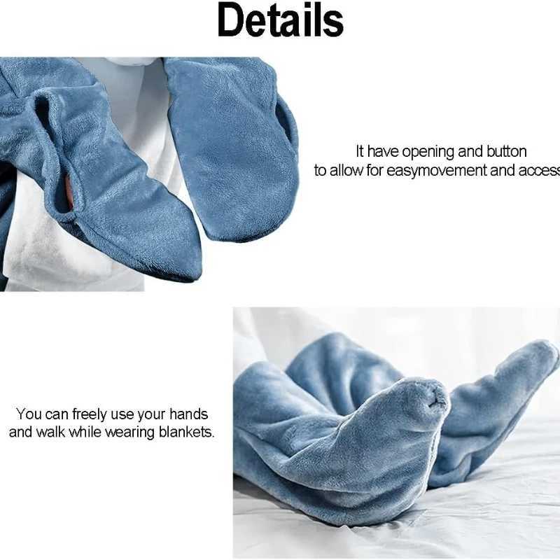 Pajamas New Cartoon Blue Gray Shark Blanket Sleeping Bag Pajamas Halloween Sleeping Suit Child Adult Plush Hoodie Fish Cosplay Costume H241205