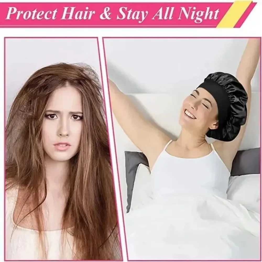 Large Satin Bonnet Silk Hair Wr for Sleeping Sleep C with Elastic Soft Band Big Bonnets for Women Hair Care Cs gorra baoXJ241205