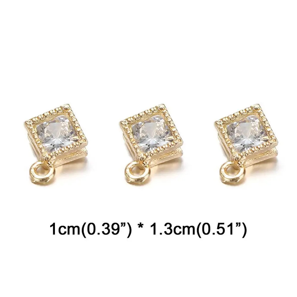 10PCSLots Shining Small Zircon Pendants Heart Crystal Charms for Jewelry DIY Making Accessories 241122