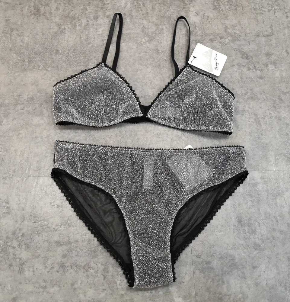 Wriufred Comfortable Bra Sets Temptation Wild Triangle Cup Underwear Gold Sliver Ultra thin Sexy Lingerie SetsXJ241205