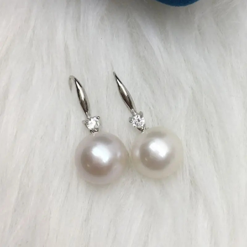 10-11mm South China Sea Perfect Round True Pearl Earring Pendant Made of Pure Silver 925 Hook Princess Sparkling Zircon Free Delivery 241205