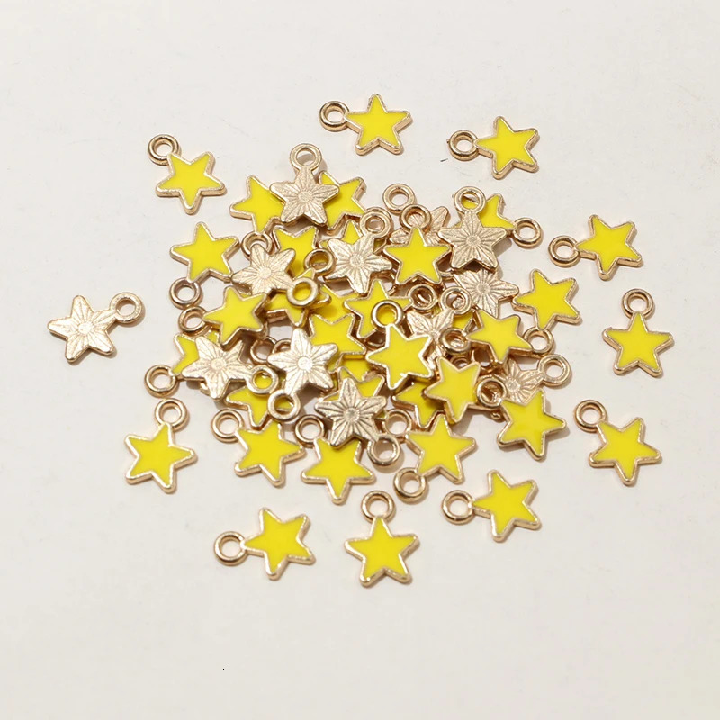 100pcs 6x8mm Enamel Small Stars Charms Pendant 9colors Zinc Alloy Metal DIY Jewelry Making Accessories for Bracelet Necklace 241122