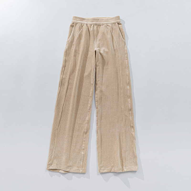 2025--new yoga sweatpants Scuba Ladies' mid waist wide leg pants Advanced corduroy casual pants Hanging straight leg pants