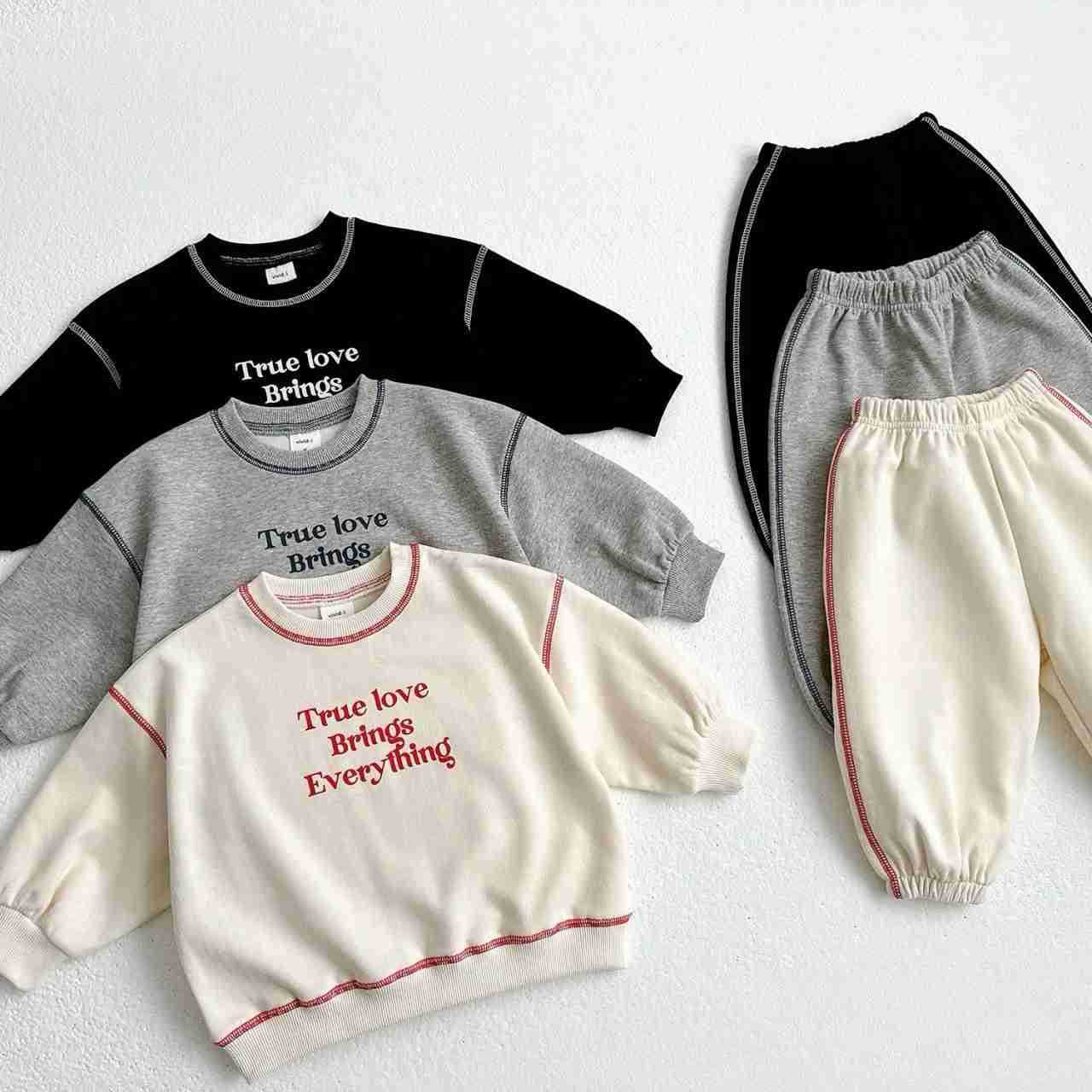 2024 Autumn New Baby Long Sleeve Clothes Set Children Boys Casual Letter Sweatshirt + Pants 2pcs Suit Toddler Girl OutfitsXJ241205