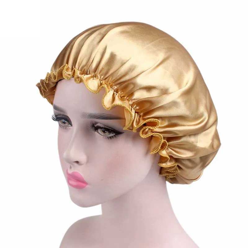 Hair Bonnet Satin Bonnet for Sleeping Shower C Silk Bonnet Head Cover Flower Elastic Band Women Night Sleep C for WomenXJ241205