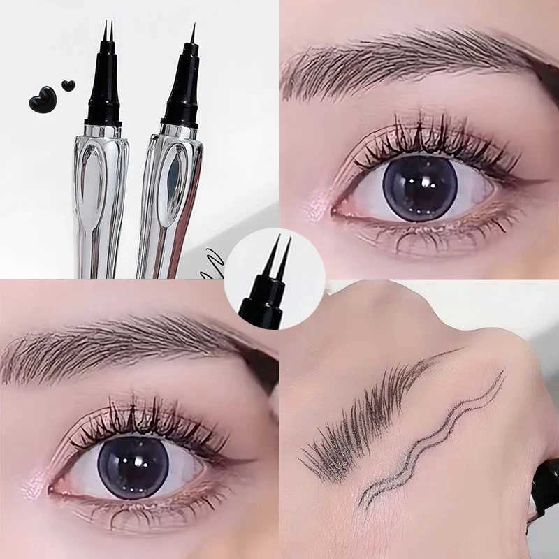 Ultra fine Eyebrow Pen Liquid 2 Fork Easy Grip Natural Effect Wild Eyebrow Brush Waterproof Eyebrow Pen High Quality Professional Makeup W241205
