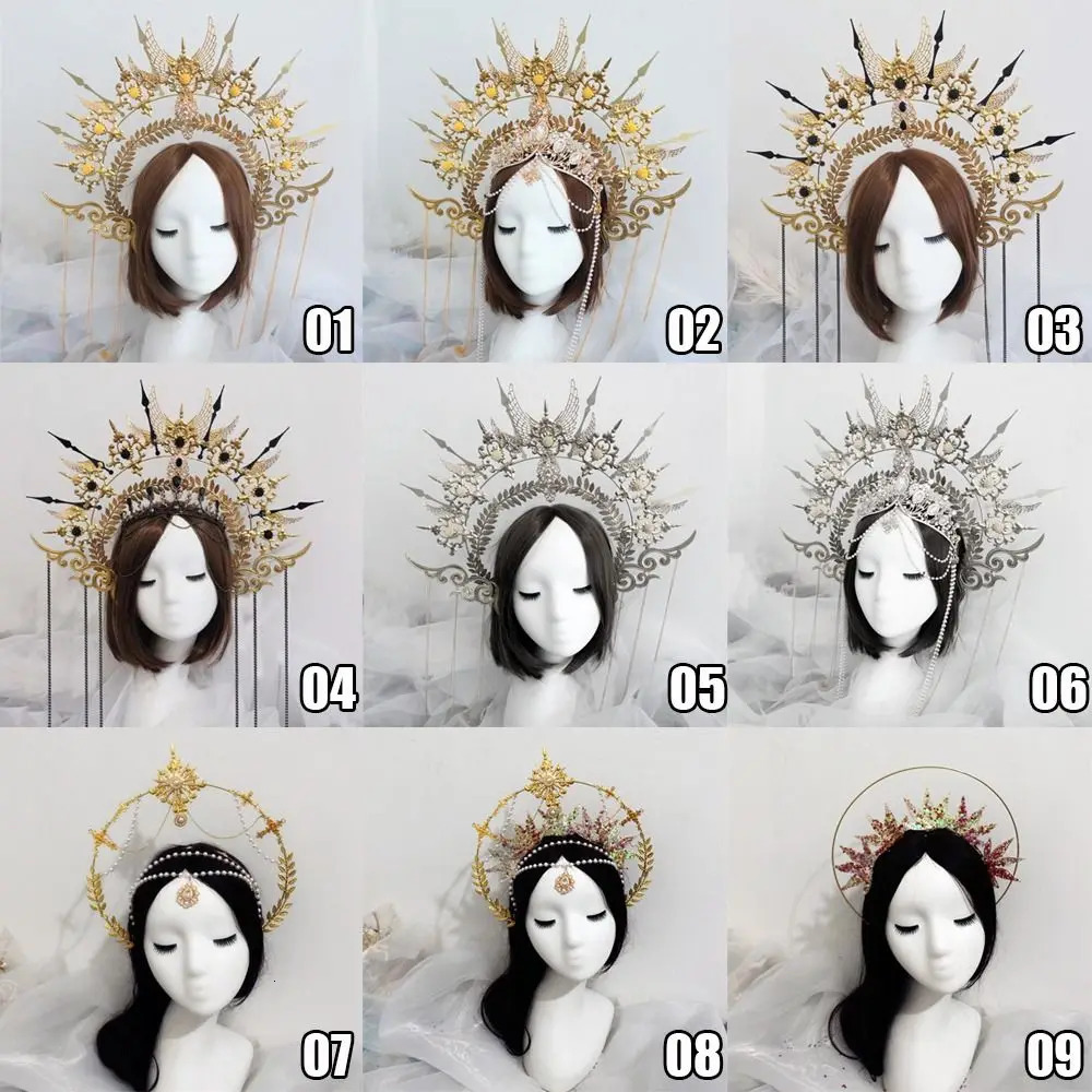 Fashion Vintage Headdress Parts Gothic Lolita Tiara Sun Goddess Headwear DIY Crown Material Kits Wedding Headpiece 241122