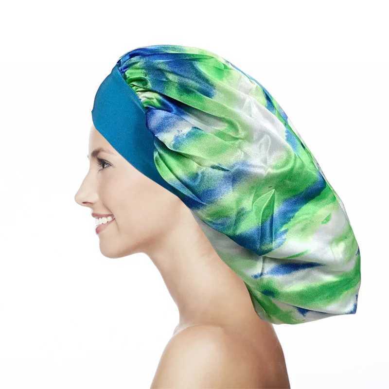 Women Sleeping Hat Night Sleep C Hair Care Bonnet Nightc Color Satin Printing Hair C Chemo Hat for Washing Face Make-upXJ241205