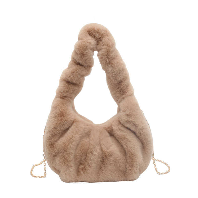 Fashion Plush Underarm Bag Sweet Korean Wrist Autumn Winter New Chain Crossbody Cloud Bag Shoulder Bags 241205