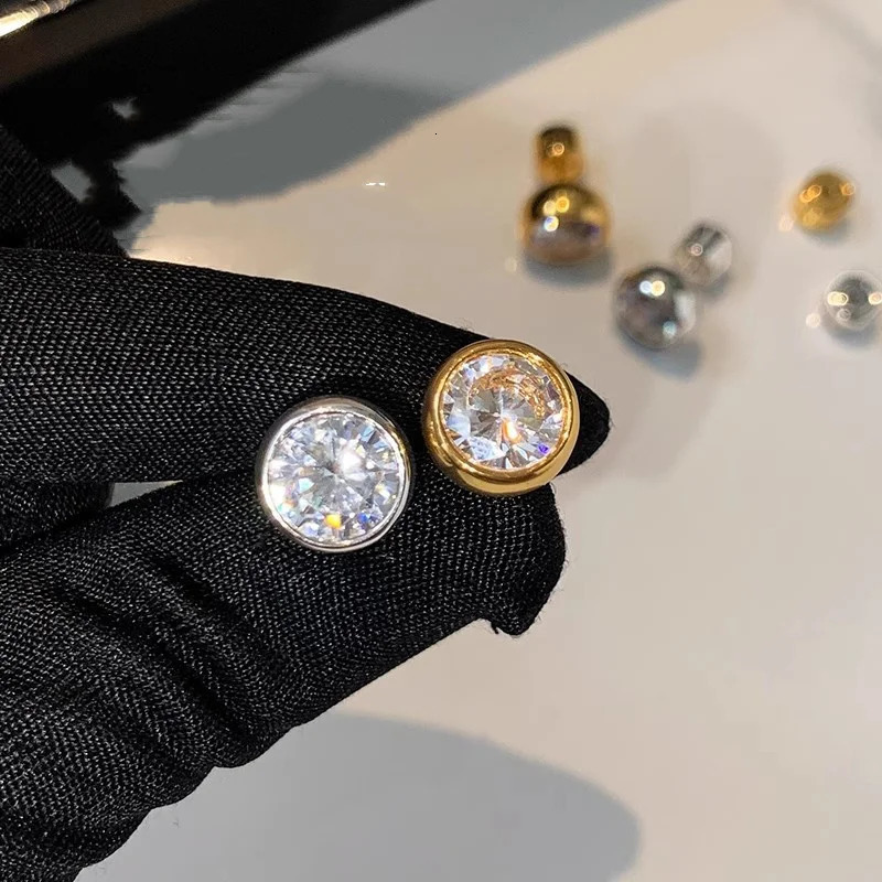 Fashionable retro round 5A zircon earrings suitable for women with ear holes top-level exquisite OL communication gift trend 241205