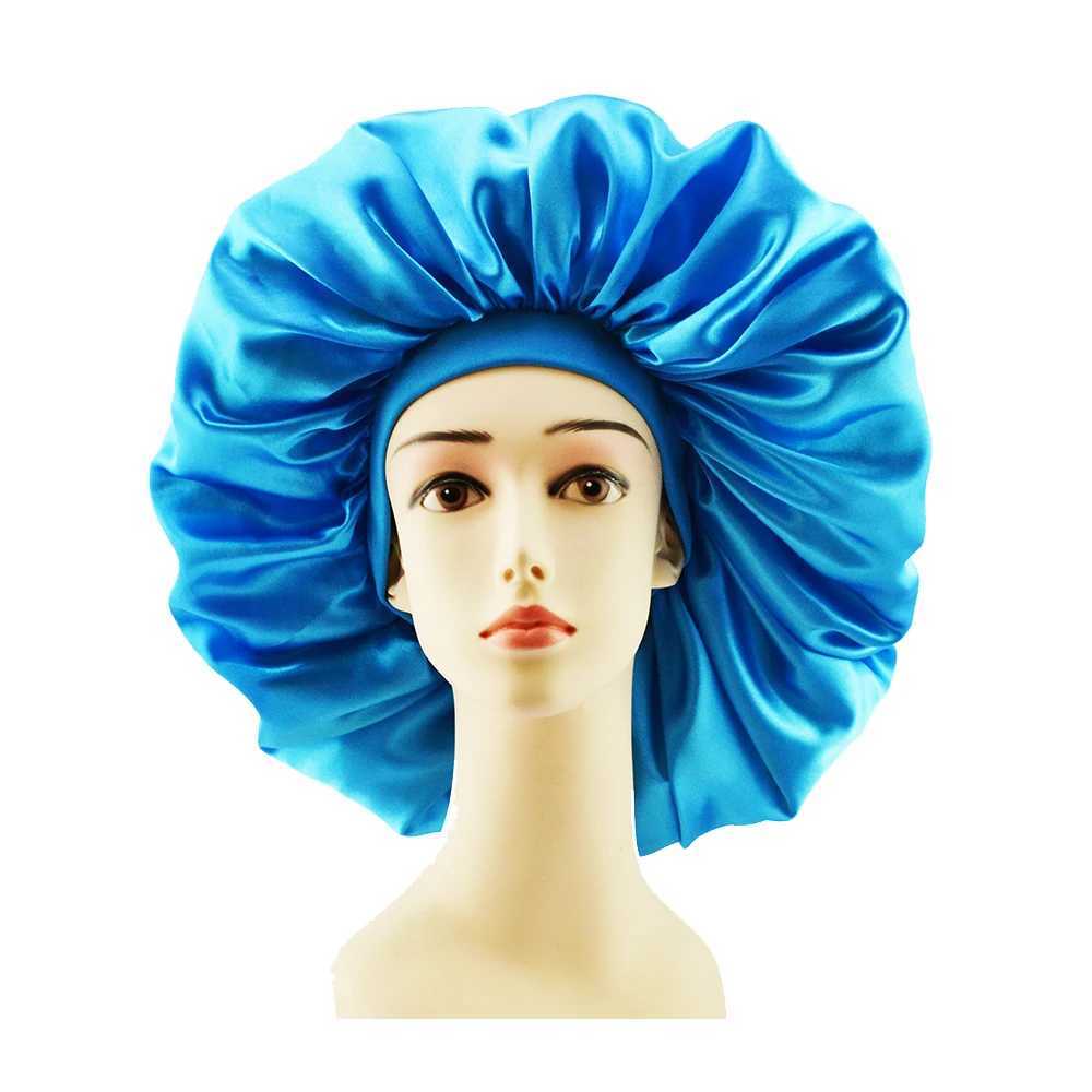 New Fashion Big Size Satin Silk Bonnet Sleep Night C Head Cover Bonnet Hat For Curly Springy HairXJ241205