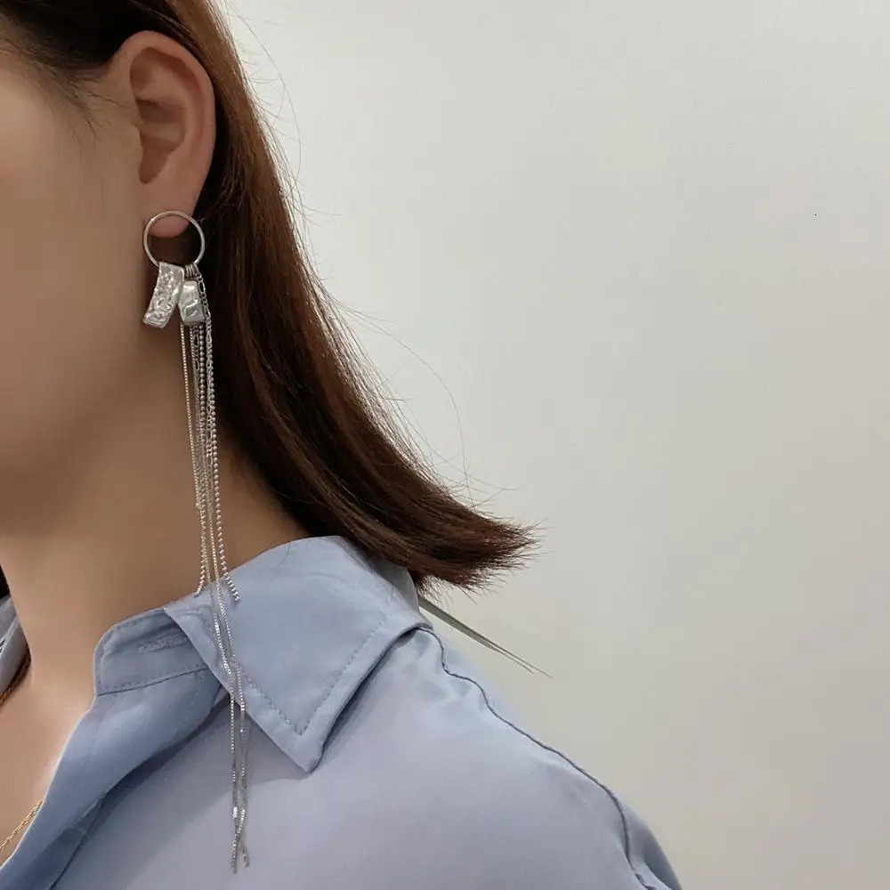 Ins Cold Wind Meteorite Meteor Earline Long Weasel Pendant Female Earrings 925 Sterling Silver Earrings 241205