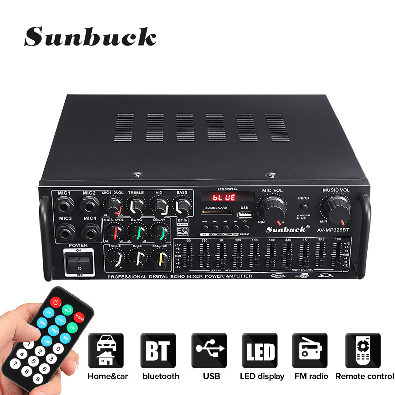 NEW 2000W Bluetooth Stereo Amplifier Surround Sound USB SD AMP FM DVD AUX LCD Display Home Cinema Karaoke Remote Control 336BU