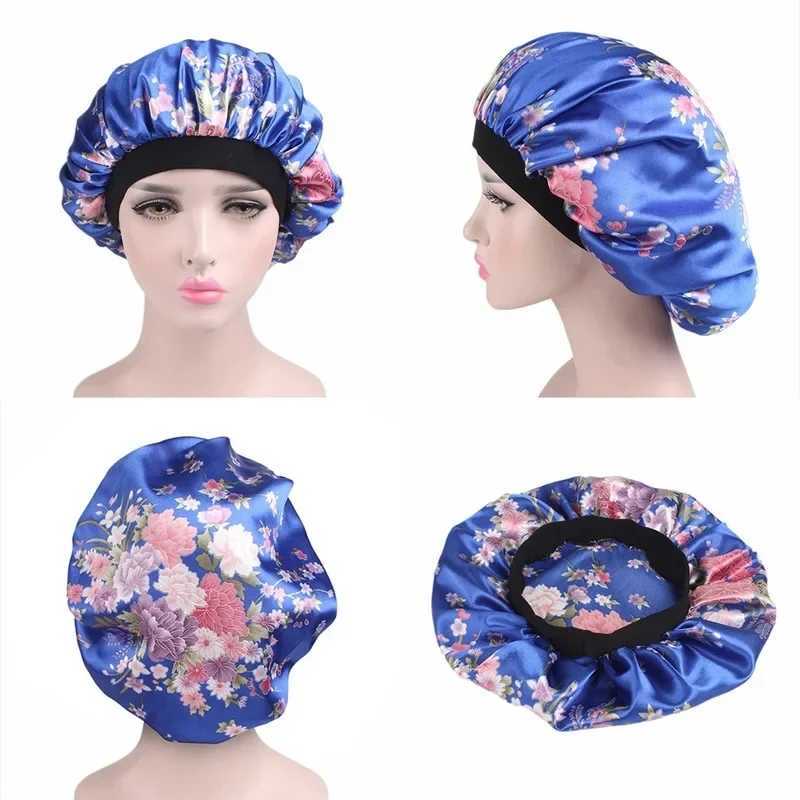 Hair Satin Bonnet For Sleeping Shower C Silk Bonnet Femme Women Night Sleep C Head Cover Wide Elastic BandXJ241205
