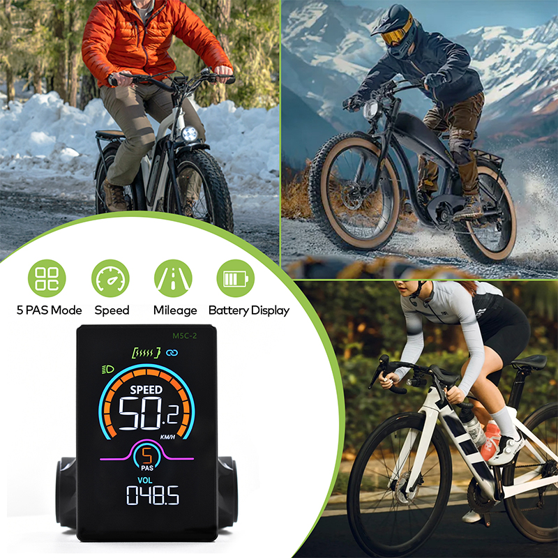 Electric Bike Multifunctional LCD Display with Bluetooth & USB Charger - Compatible with 24V-60V Bikes