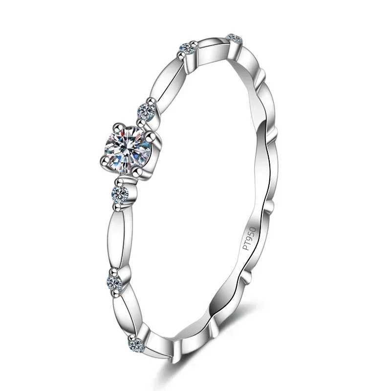 18K white gold ring suitable for female millennial reincarnation set 0.1 carat moissanite ring sparkling diamond ring wedding jewelry W241205