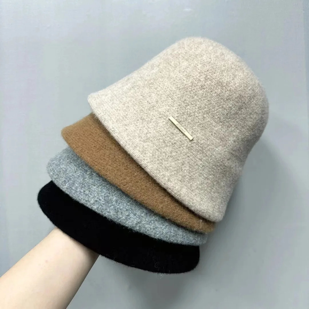 MAXSITI U-shaped winter wool bucket hat womens retro red warm versatile basin hat warm knit purple hat hat 241205