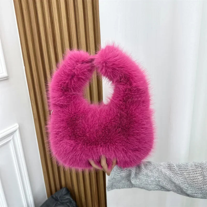 New Free Shipping Designer Bag Cute And Soft Plush Homeless Candy Colored Cross Body Winter Faux Fur Womens Wallet Shoulder Bag