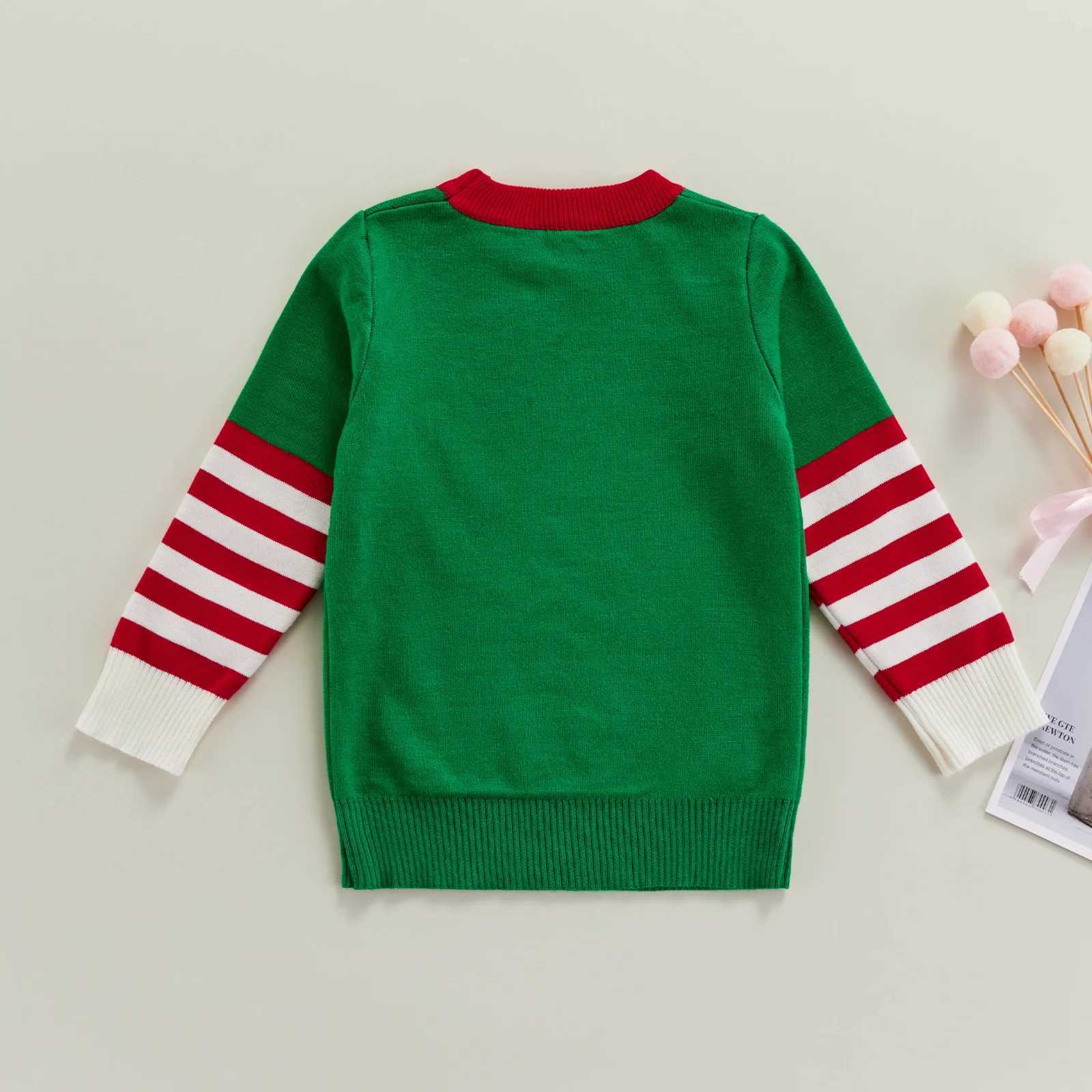 Baby girl boy casual long sleeved sweater fashionable Christmas jacquard round neck flower knit 2-7T W241205