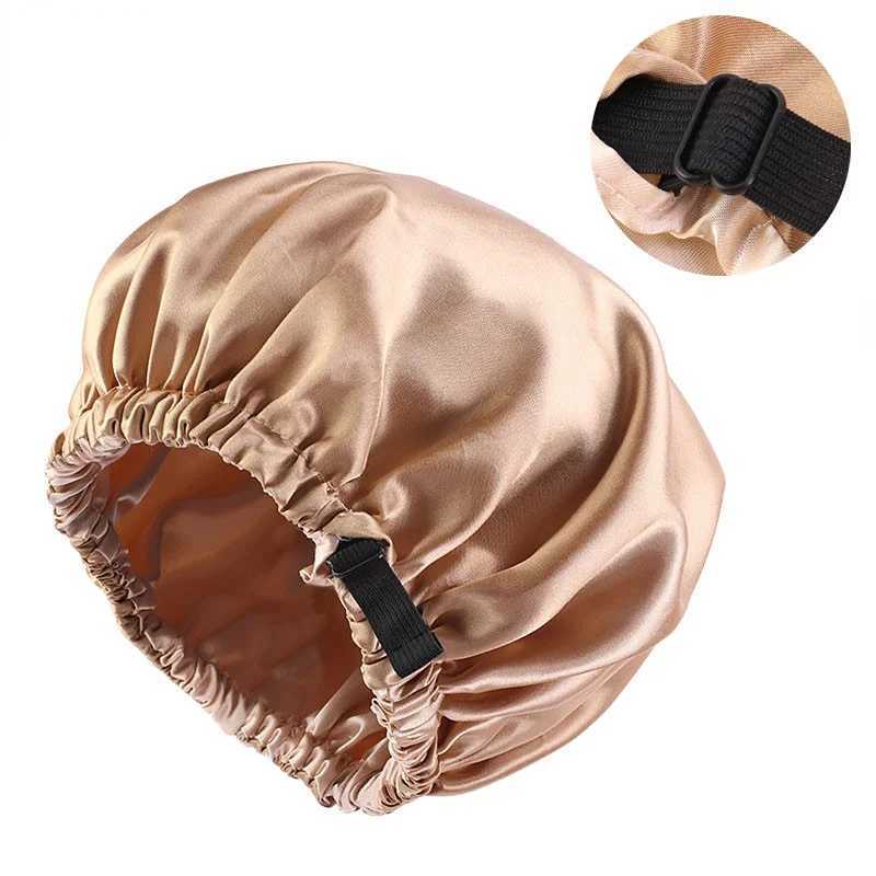 New Satin Hair C for Sleeping Invisible Flat Imitation Silk Round Haircare Women Heaear Ceremony Adjusting Button Night HatXJ241205