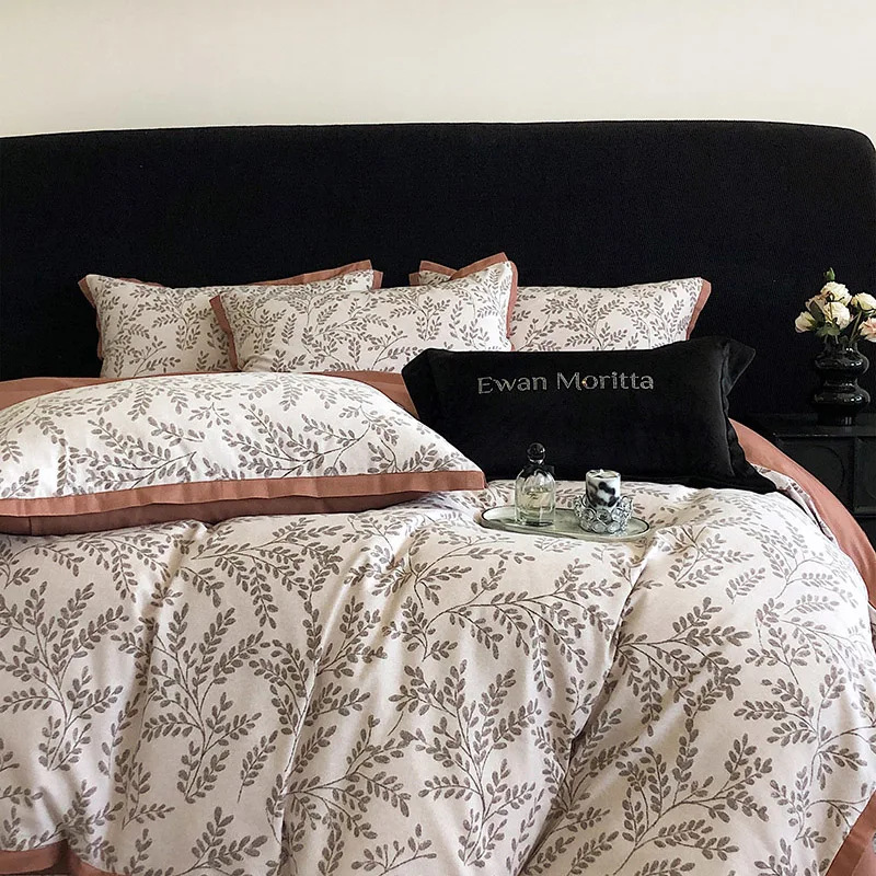 Four Seasons Printed Cotton Thickened Abraded Duvet Cover Bedding