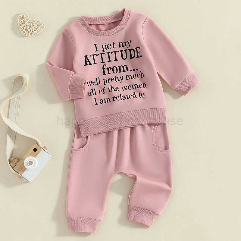 Toddler Baby Girl Boy Spring Fall Outfit Letter Print Sweatshirt Jumper Trouser Jogger Matching Clothes SetXJ241205