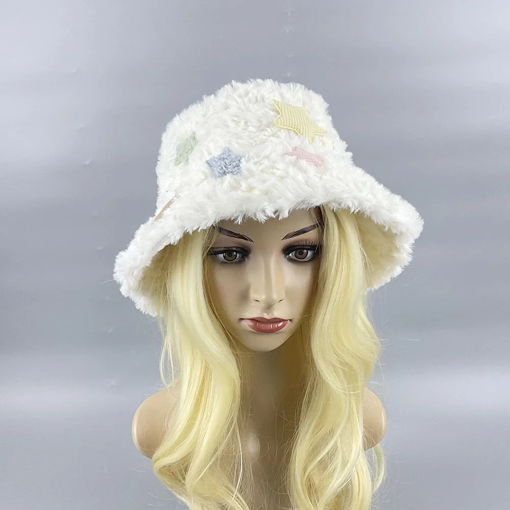 Winter Warm and Cute Celebrity Fisherman White Hat Womens Thick Hat Fashionable Sales Treasure Head Wool Rabbit Fur Hat 241205