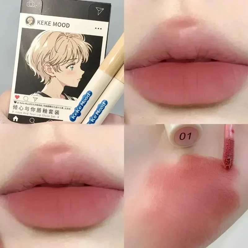 Cigarette Shape Lipstick Set Matte Nude Mousse Rose Red Lip Mud Non-stick Cup Waterproof Lasting Lips Tint Korea Makeup CosmeticXJ241205