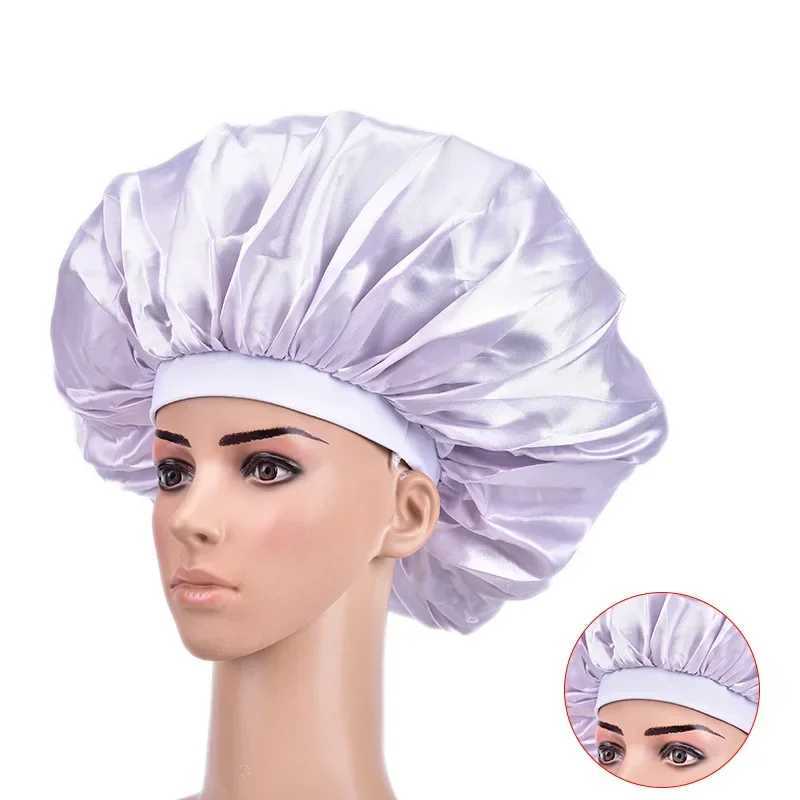 New Solid Women Satin Bonnet Fashion Stain Silky Big Bonnet for La Sleep C Hear Hat Hair Wr Accories WholesaleXJ241205