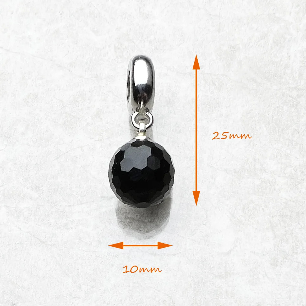 Black Gray Hanging Crystal 925 Sterling Silver Suncatchers Faceted Ball Pendant Charm For Women 241122