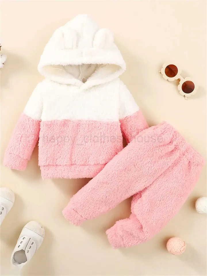 Winter newborn infant baby girls sweater baby set Long-sleeved hooded soft fashion cute baby clothingXJ241205