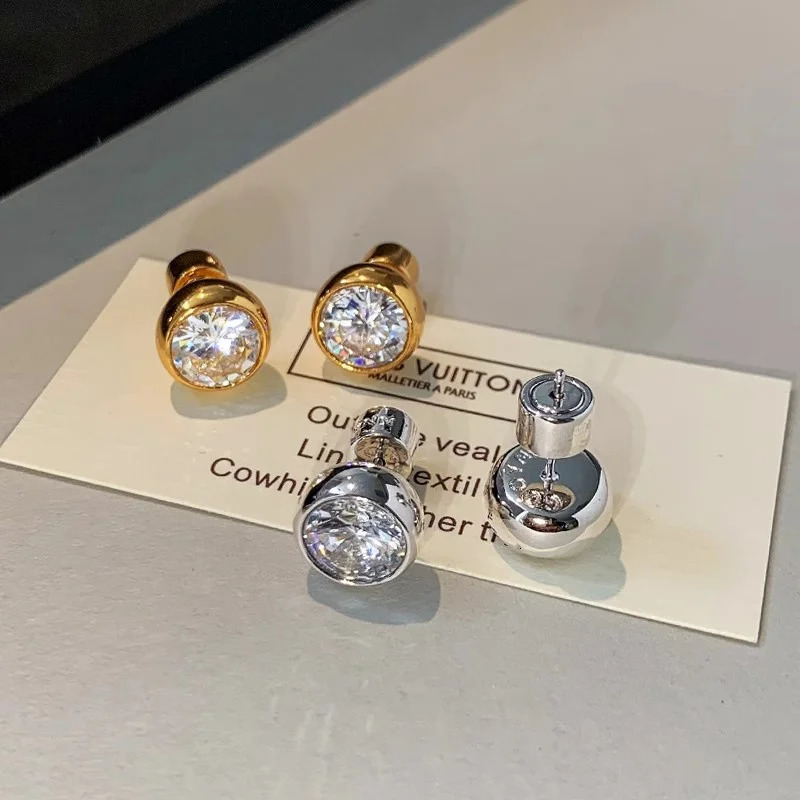 Fashionable retro round 5A zircon earrings suitable for women with ear holes top-level exquisite OL communication gift trend 241205