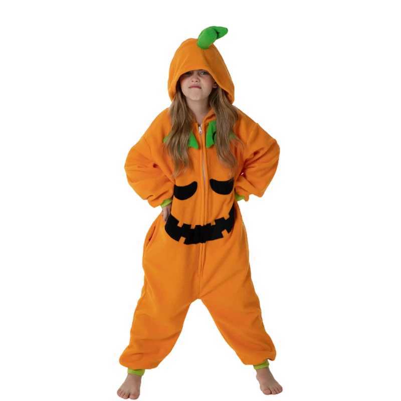 Pajamas Kids Zipper Halloween Pumpkin Monster Onesie Pajamas Children Animal Whole Pijamas Cartoon Cosplay Girls Kigurumi Costume H241205