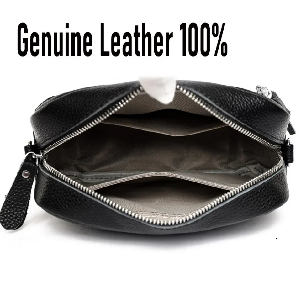 Genuine Leather 100% Shoulder Bag for Women y ner Handbag Purse Trendy Travel Sling Cross Body Casual Messenger 241204