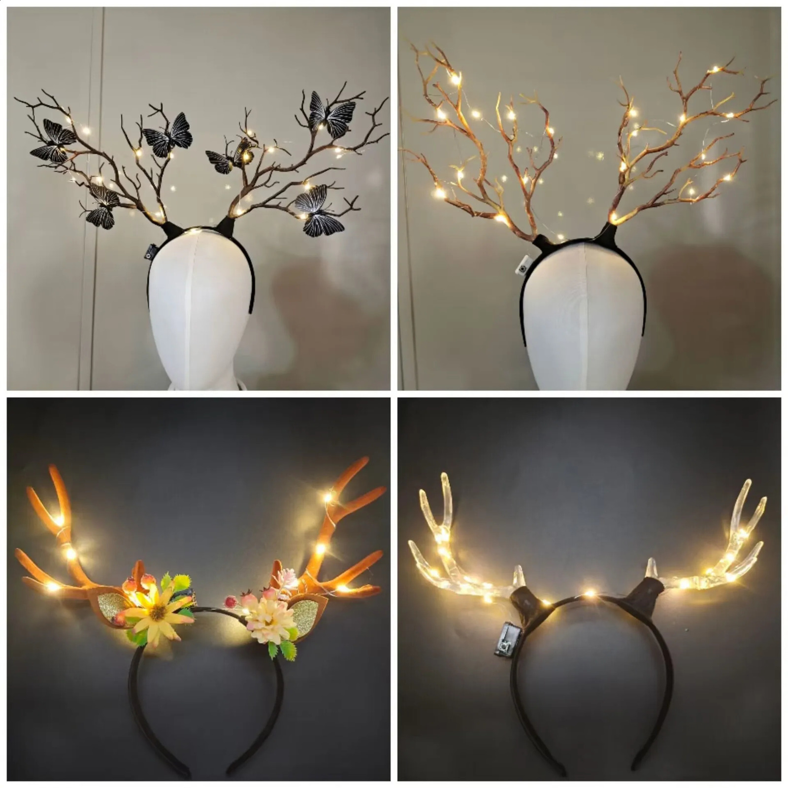 Antler Headband Halloween Deer Horn Crown Tree Branch Headpiece Cosplay Headdress for Women Girls 241122