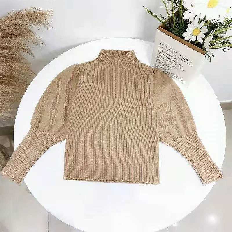 Baby Womens Sweater Puff Sleeve Solid Color Spring/Summer Winter Childrens Knitted Floral Top 1-10Y W241205