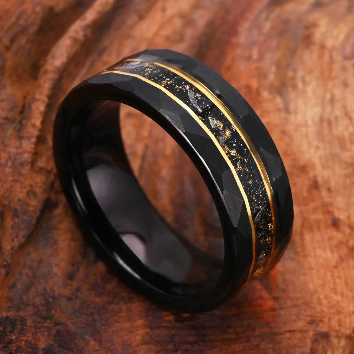 Fashionable 8MM mens tungsten Kai De wedding ring Galaxy gold foil ring comfortable to wear suitable for anyone W241205