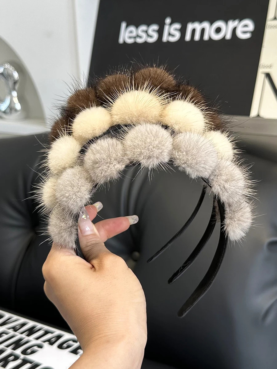 100% genuine mink headband for women luxurious winter high-quality genuine fur headband for women fashionable headband for women fur gifts are selling