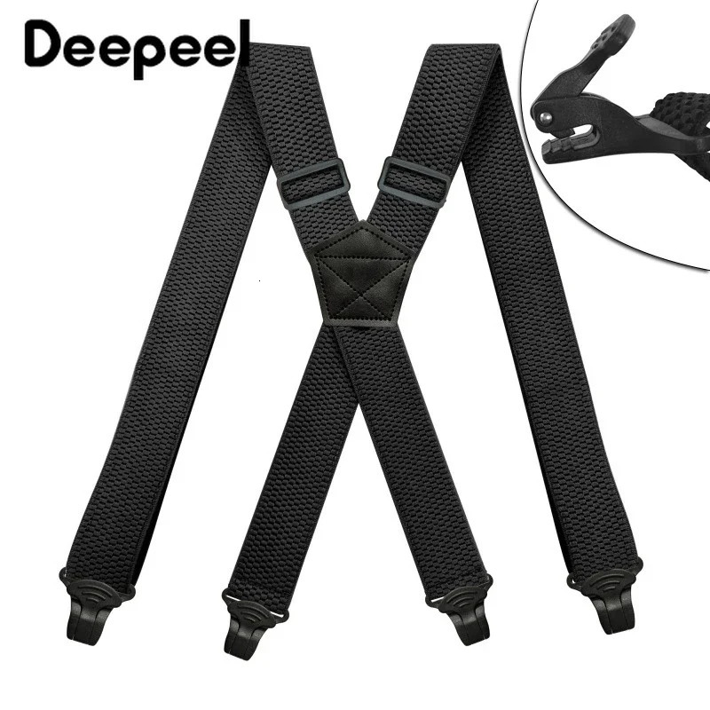 Deepeel 35X120cm Mens Adult 4 Clip Casual Trousers Fashion Xshaped Stripes Plastic Clamp Elastic Suspenders Sewing Accessory 241122