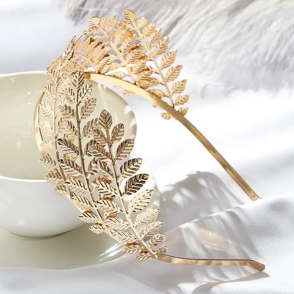 Greek Gold Color Leaf Headbands Bride Wedding Hair Accessories For Women Roman Diadem Crown Tiaras Headpiece Headdress Jewelry 241122
