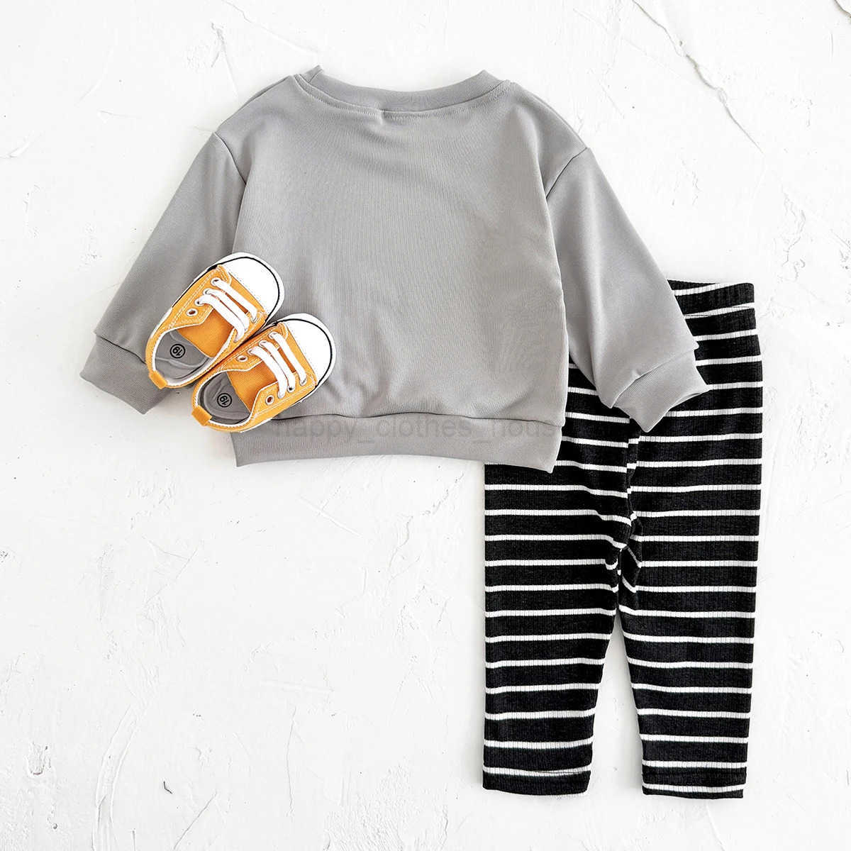 INS Newborn Baby Boy Sets Spring Autumn French Fries Print Top+Bottom Infant Toddler Suit Long Sleeves Girl 2PCS Casual WearXJ241205