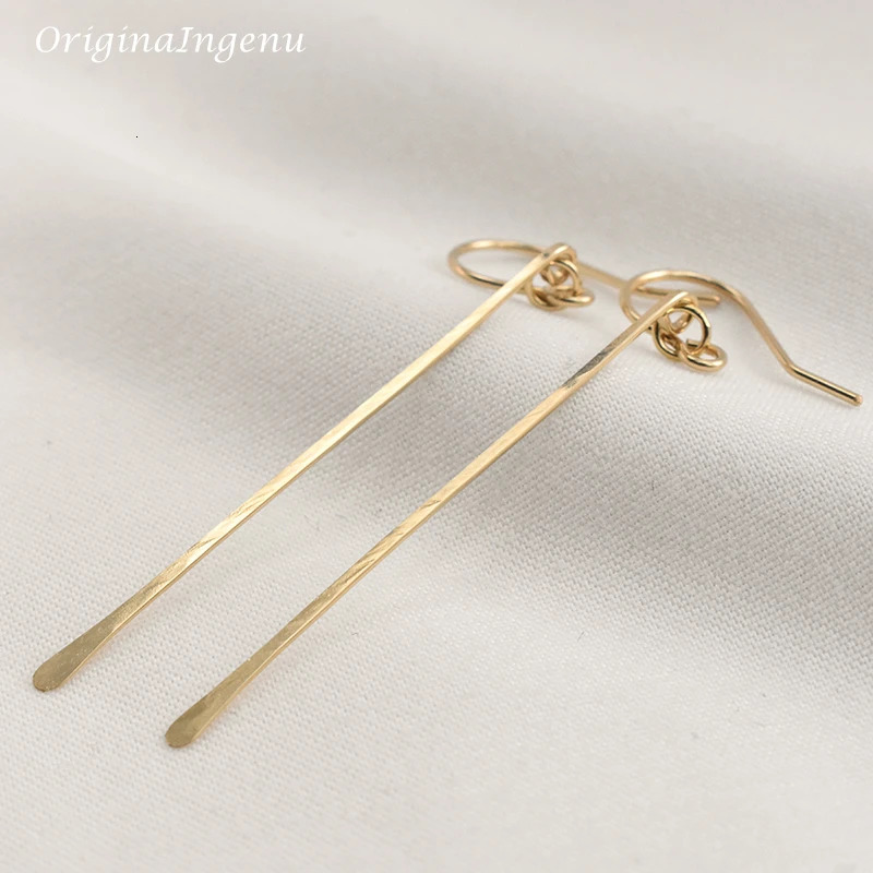 Handmade long rod earrings 925 silver/gold filled hammer shaped jewelry minimalism Brinkos retro Olberen womens earrings 241205