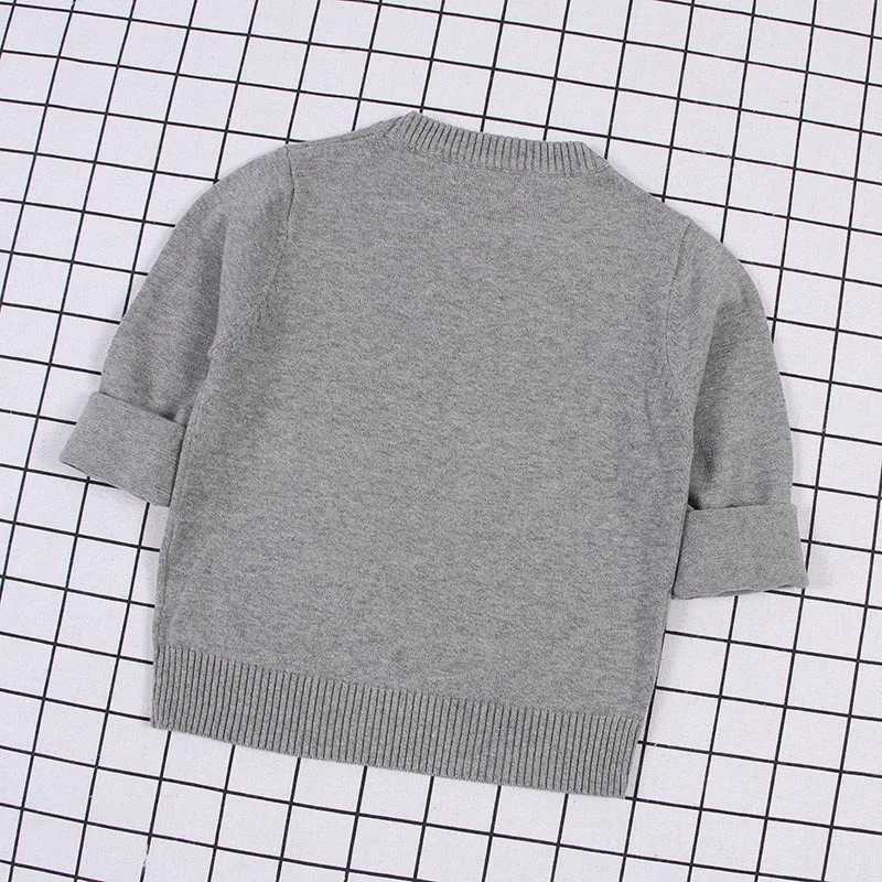 New 2022 Baby Boys and Girls Sweater Childrens Solid Color Cotton Knitted Sweater Brand Cotton Long Sleeve Childrens Knitted Top W241205