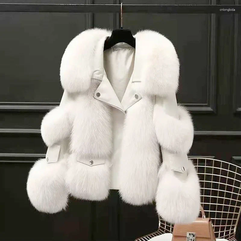 Women's Leather High Quality Imitation Fur Coat Vest Short Clothing Autumn Winter Patchwork Slim Fashion Versatile Warm Female Jackets