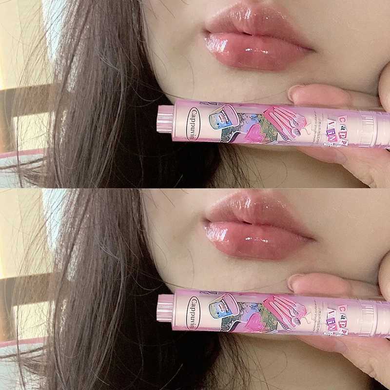 Love Shape Jelly Mirror Lipstick Makeup Flower Jelly Water Lip Gloss Clear Light Hydrating Lip Tint Non-stick Cup Korea CosmeticXJ241205