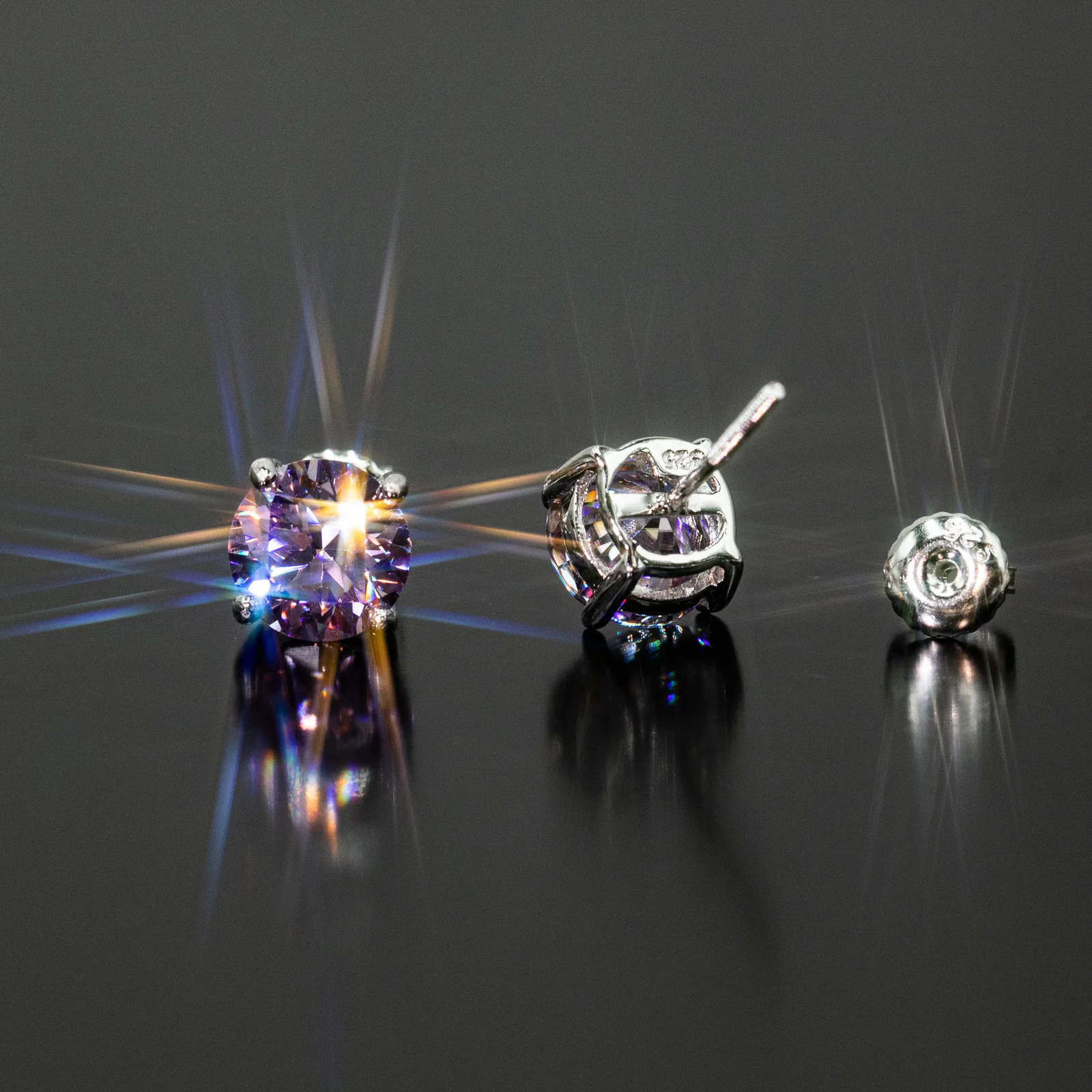 Purple red diamond screw earrings D color VVS 925 sterling silver white gold hip-hop earrings 241205