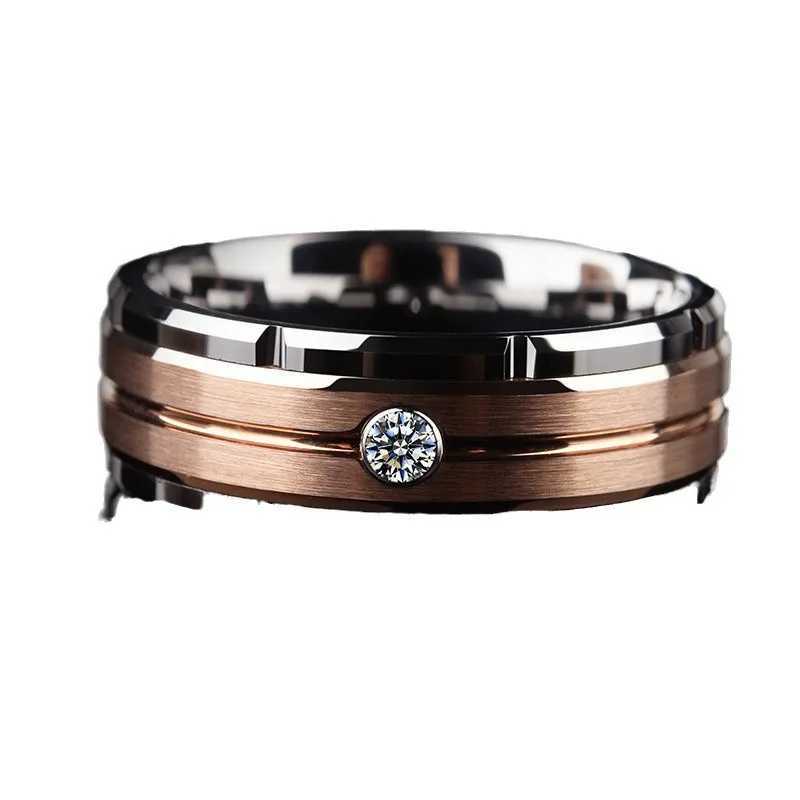 New elegant and romantic womens crystal zircon ring popular mens stainless steel couple jewelry gift W241205