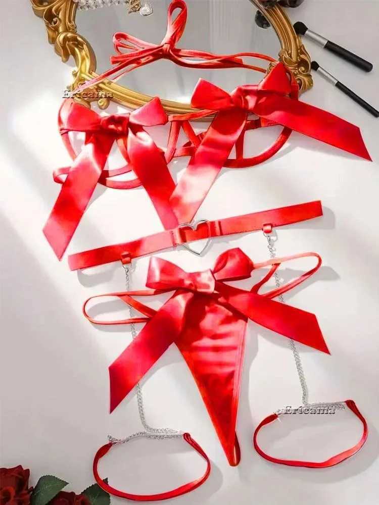 Women Transparent Bra And Panty Garter Underwear Set Hot Erotic Sexy Costumes Underwear Open Bra Thong Sexy Lingerie SetsXJ241205