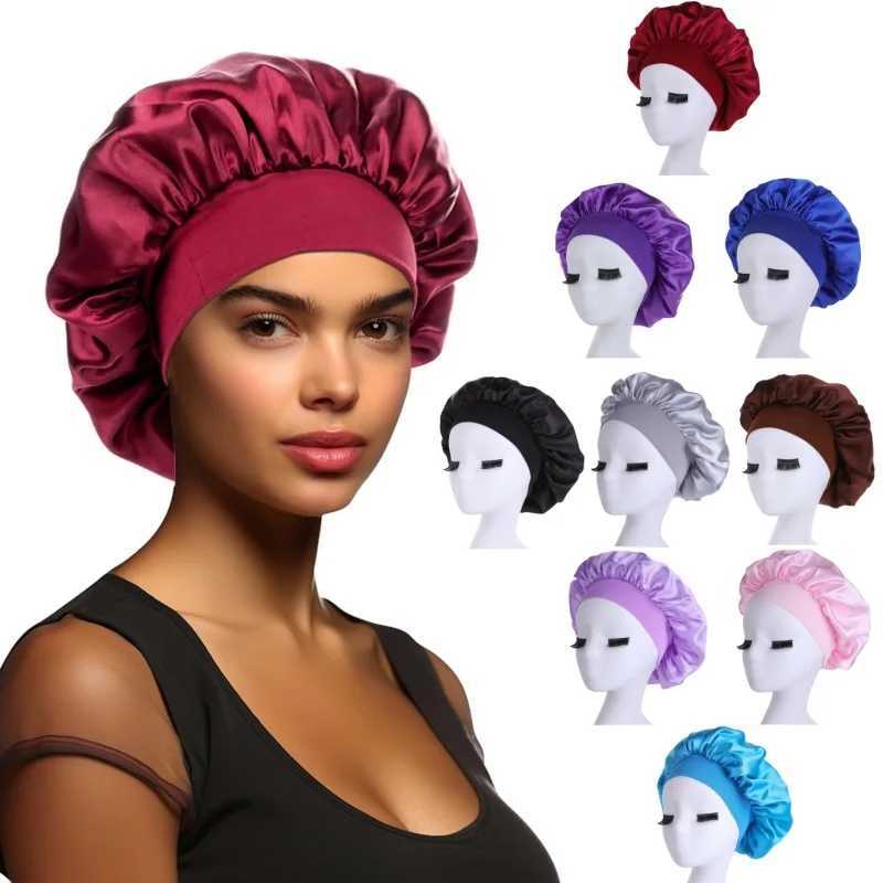 Women Night Sleep Hair Cs Silky Bonnet Satin Double Layer Adjust Head Cover Hat For Curly Springy Hair Styling AccoriesXJ241205