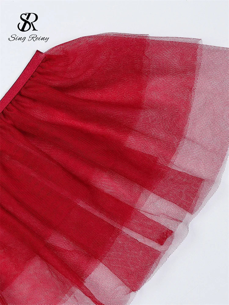 SINGREINY Hollow Out Sheer Camis Sexy Bodysuits Female Gauze Spliced Short Playsuits Women Fashion Embroidery Erotic Rompers 241205